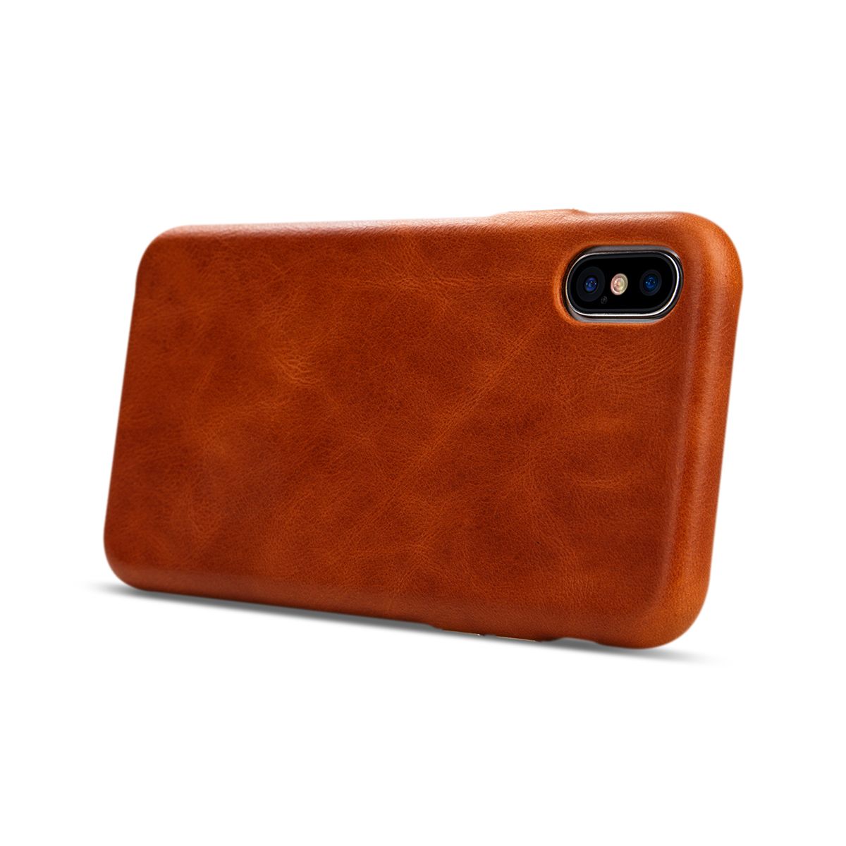 Prémiový obal na iPhone X z prírodnej kože v hnedej farbe. Vyrobený z kvalitnej prémiovej prírodnej kože a ručne spracované hrany (1)