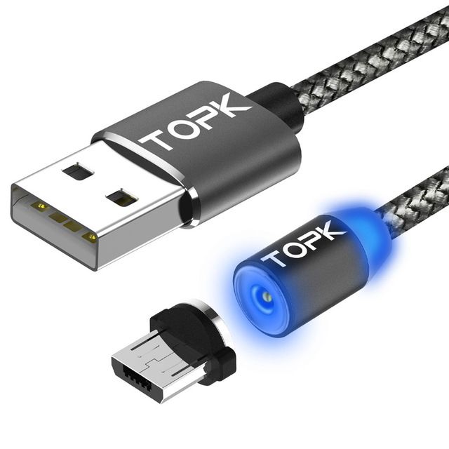 Magnetický nabíjací Micro USB s LED osvetlením pre Smartfóny a tablety