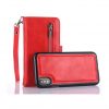 Peňaženka a magnetický obal na iPhone X z kože v červenej farbe