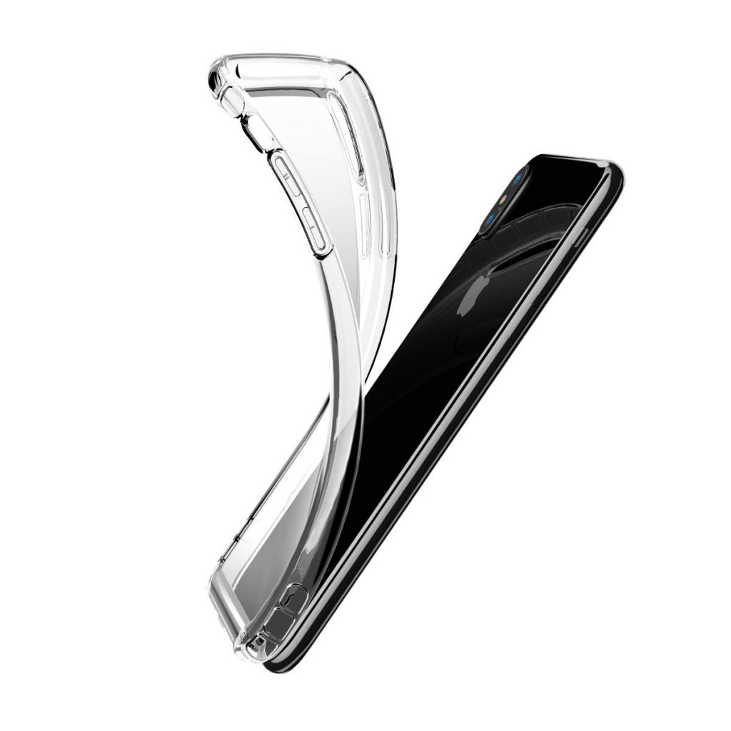 Ochranný silikónový kryt s vystuženými rohmi pre iPhone XS MAX, transparentný (1)