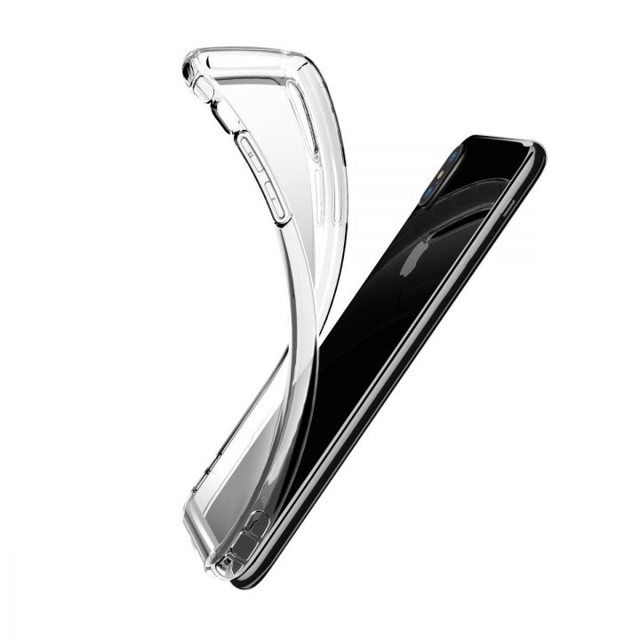 Ochranný silikónový kryt s vystuženými rohmi pre iPhone XS, transparentný