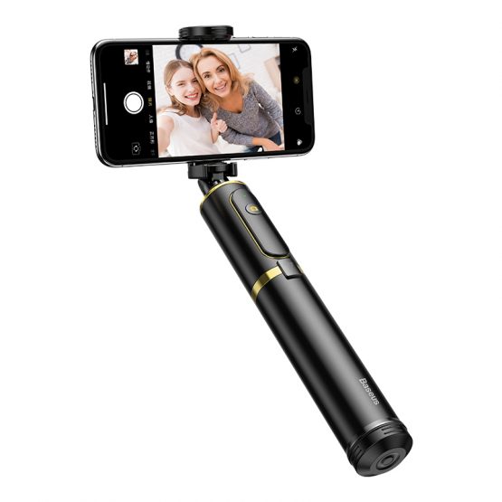 Selfie tyč so statívom s bluetooth v čierno zlatej farbe